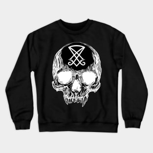 Human skull with Sigil of Lucifer Crewneck Sweatshirt